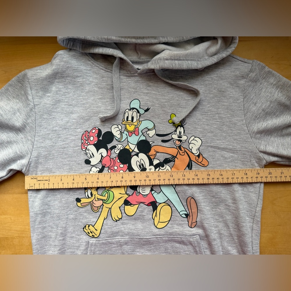 Disney Mickey and Friends Hoodie Juniors Medium 7-9 Heather Gray Sleeve Graphic - Picture 7 of 8